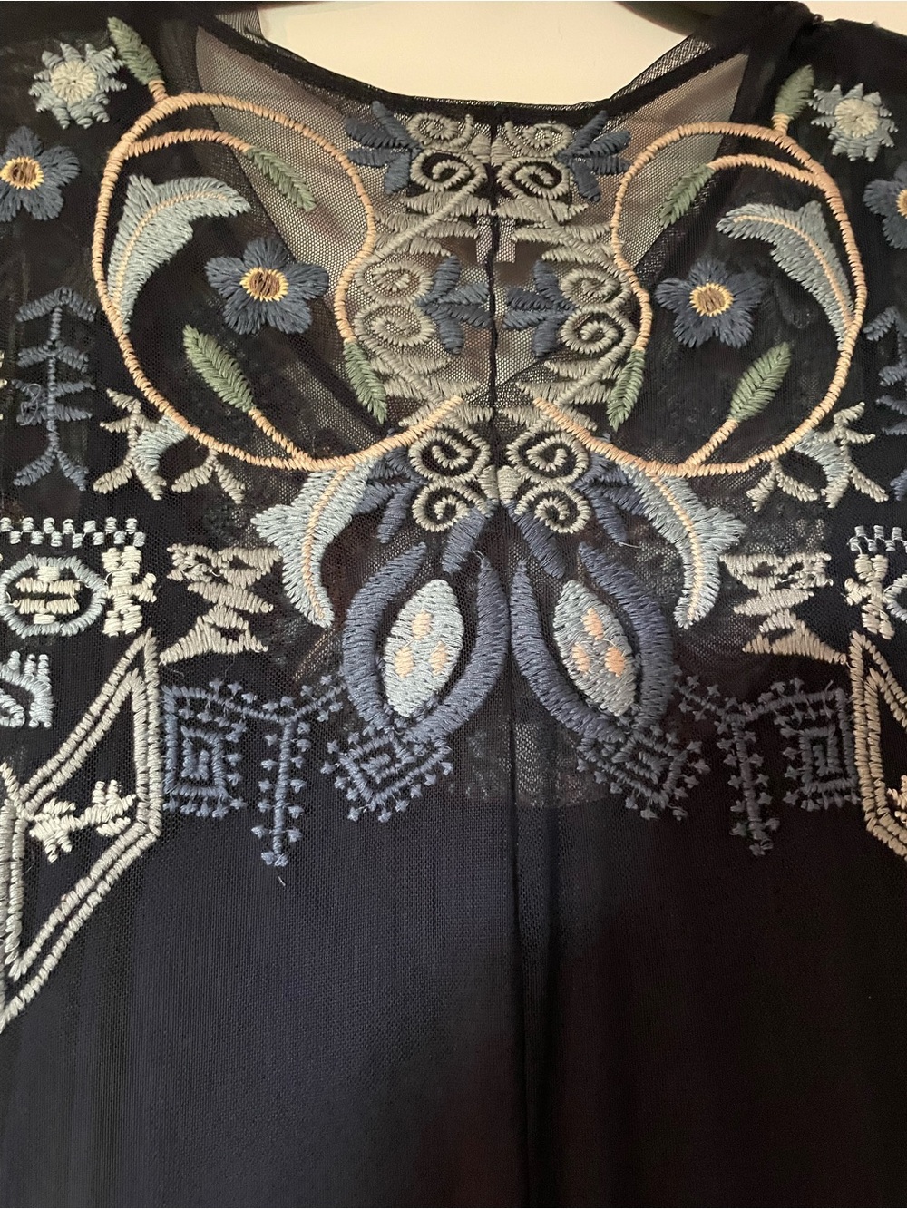 Johnny Was Navy Sheer Embroidered Floral Maxi Dress - Picture 5 of 5